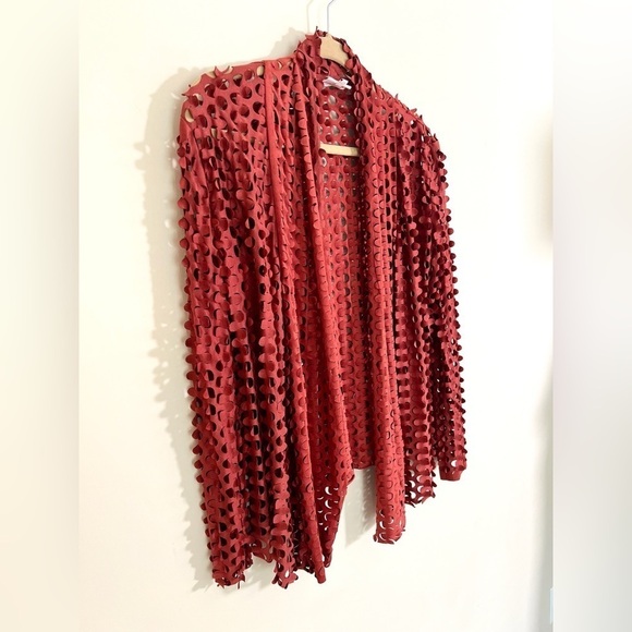 ADORE Women’s Laser-Cut Orange Draped Cardigan Avante Garde Eclectic Size Small - Picture 4 of 10